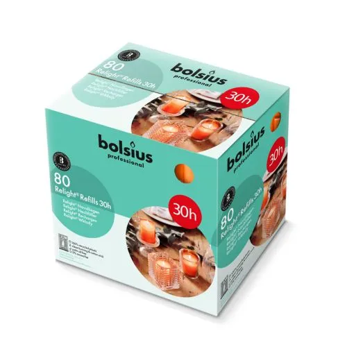 Bolsius Relight | 30uur | Kleur: Oranje | Doos 80 Stuks