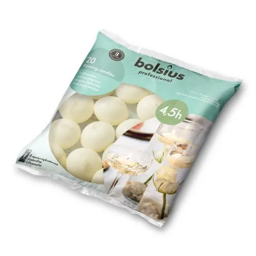 Bolsius Drijfkaarsen | 4.5 uur | Kleur: Ivoor | Zak 20 st
