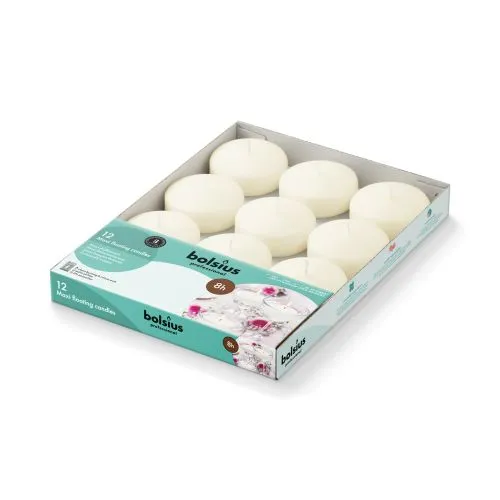 Bolsius Maxi Drijfkaarsen | 8 uur | Kleur: Ivoor | 12 st