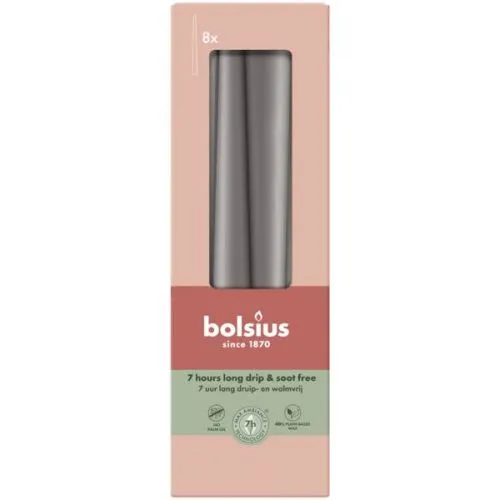 Bolsius Gotische kaars | 245/24 | Kleur: Stormgrijs | 8st