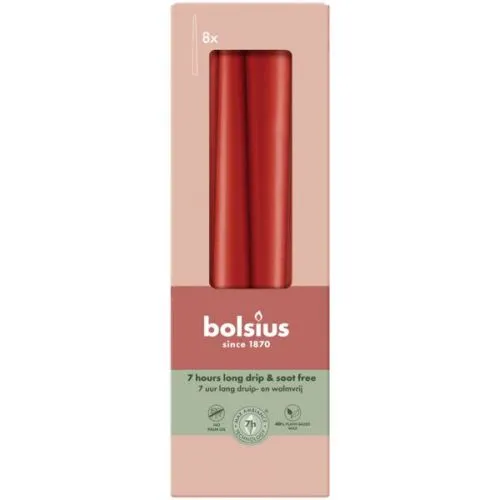 Bolsius Gotische kaars | 245/24 | Kleur: Delicaat Rood | 8st