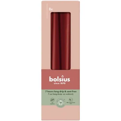 Bolsius Gotische kaars | 245/24 | Kleur: Fluweel Rood | 8st
