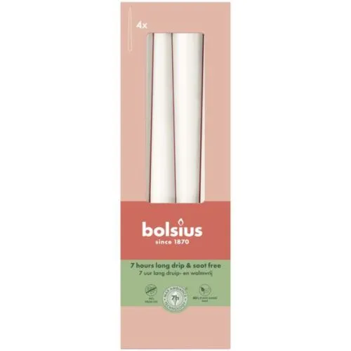Bolsius Gotische kaars | 245/24 | Kleur: Wolkenwit | 4st
