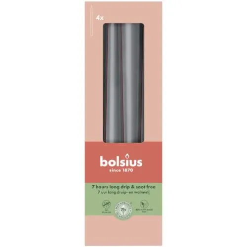 Bolsius Gotische kaars | 245/24 | Kleur: Stormgrijs | 4 St