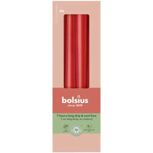 Bolsius Gotische kaars | 245/24 | Kleur Delicaat Rood | 4 St