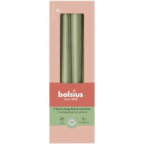 Bolsius Gotische kaars | 245/24 | Kleur Fris Olijf | 4 St