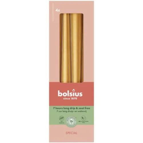 Bolsius Gotische kaars | 245/24 | Kleur Goud Oranje | 4 St