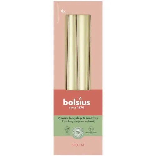 Bolsius Gotische kaars | 245/24 | Kleur Wit Zilver | 4 St
