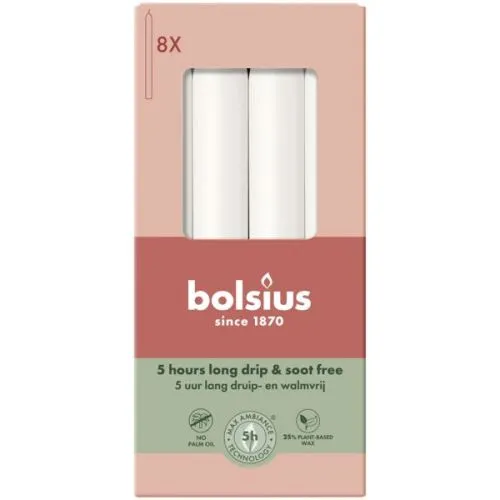 Bolsius Dinerkaarsen | 170/20 | Kleur: Wolkenwit | 8 stuks