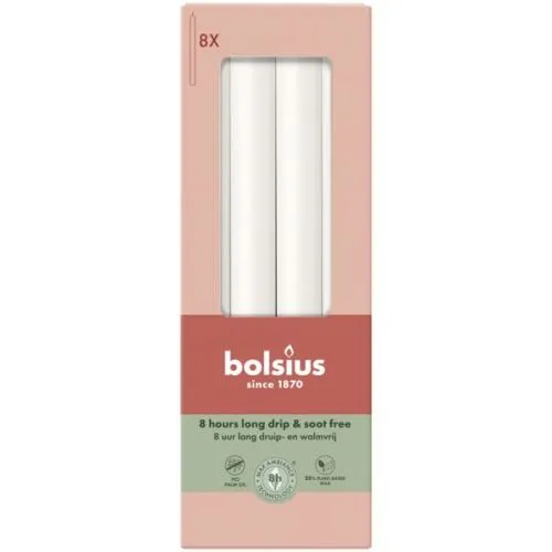 Bolsius Dinerkaarsen | 230/20 | Kleur Wolkenwit | 8 stuks