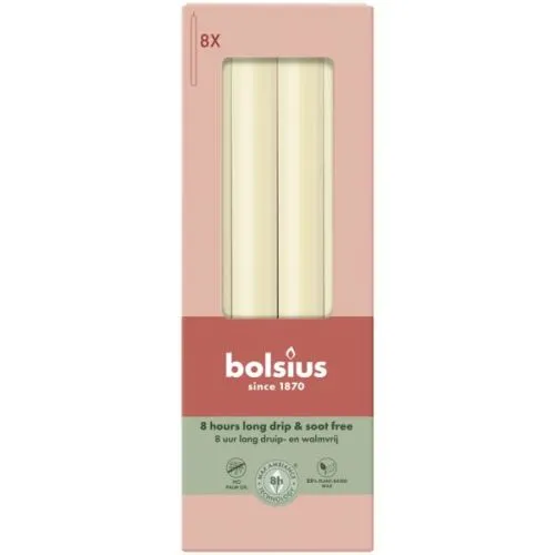 Bolsius Dinerkaarsen | 230/20 | Kleur Zacht Parel | 8 stuks