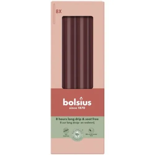 Bolsius Dinerkaarsen | 230/20 | Kleur Fluweel Rood | 8 stuks